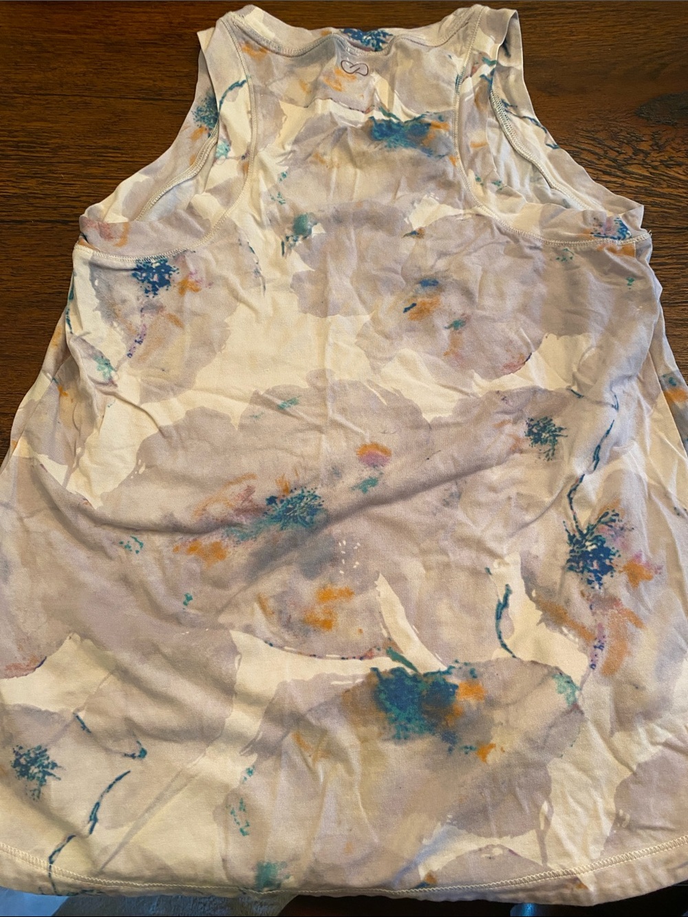 Calia White Floral Tank with Teal and Tan Accents - Picture 2 of 2